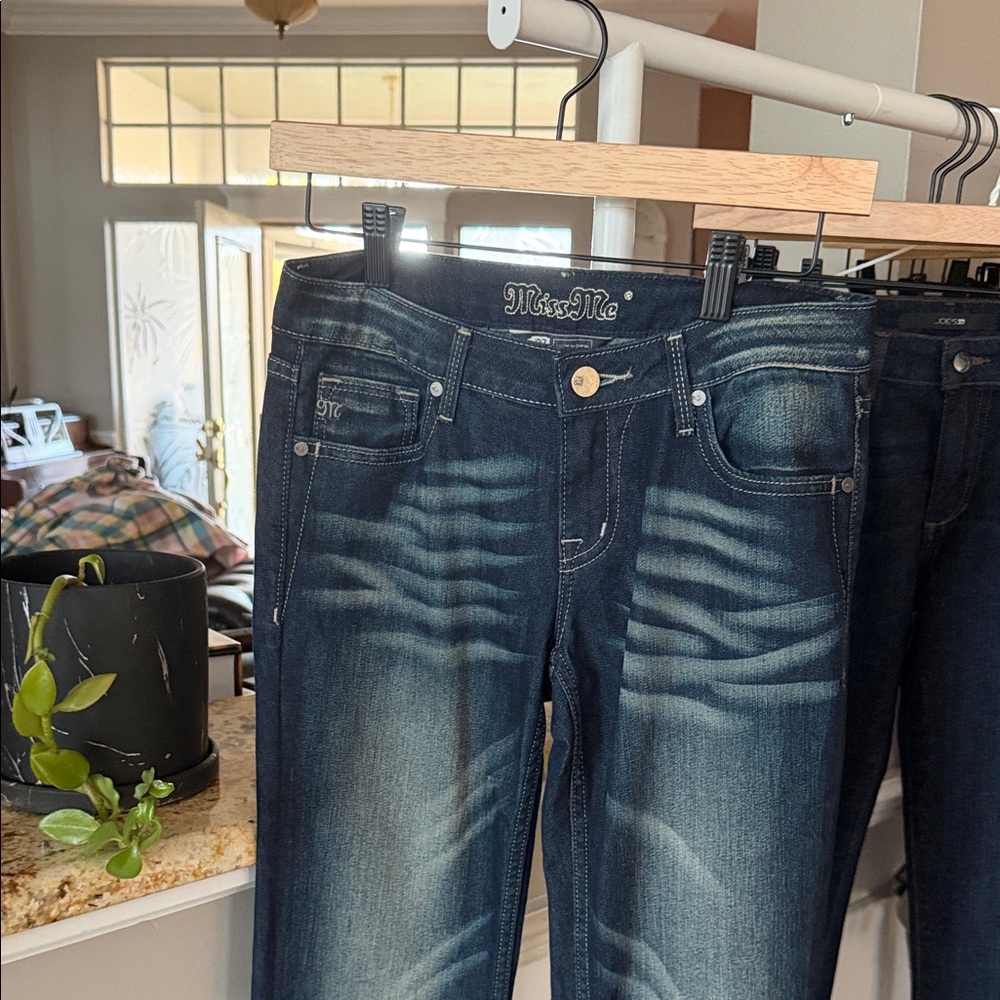 Miss Me Women's Dark Indigo Skinny Jeans with Faded Whiskering